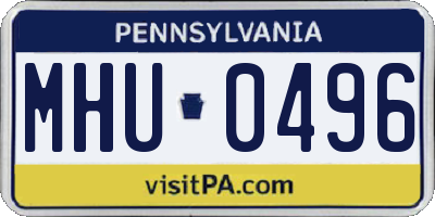 PA license plate MHU0496