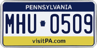 PA license plate MHU0509