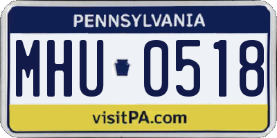 PA license plate MHU0518