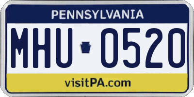 PA license plate MHU0520