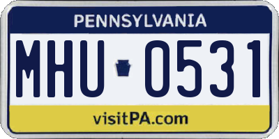 PA license plate MHU0531