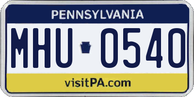PA license plate MHU0540