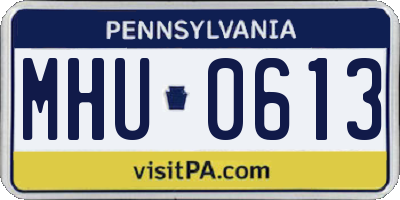 PA license plate MHU0613