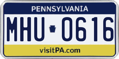 PA license plate MHU0616
