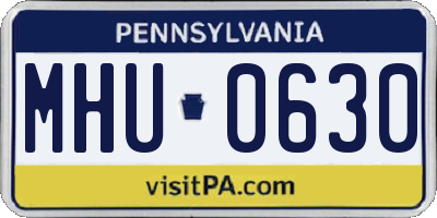 PA license plate MHU0630