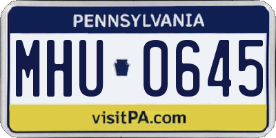 PA license plate MHU0645