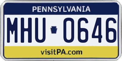 PA license plate MHU0646