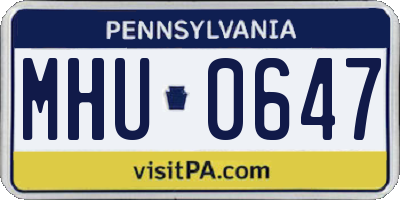 PA license plate MHU0647