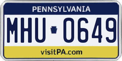 PA license plate MHU0649