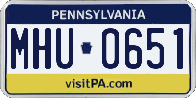 PA license plate MHU0651