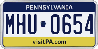 PA license plate MHU0654