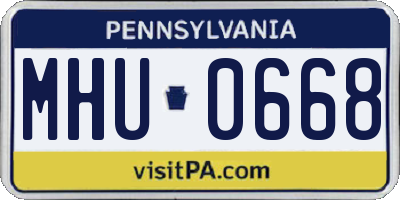 PA license plate MHU0668