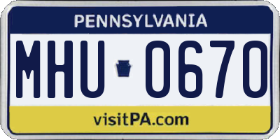 PA license plate MHU0670