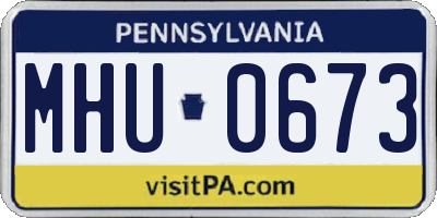 PA license plate MHU0673