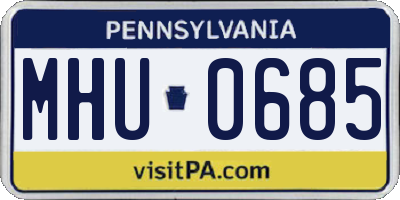 PA license plate MHU0685