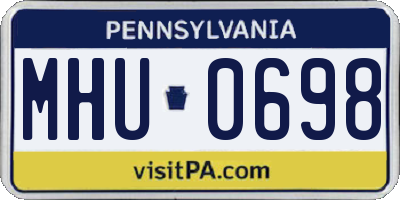PA license plate MHU0698