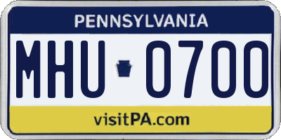 PA license plate MHU0700