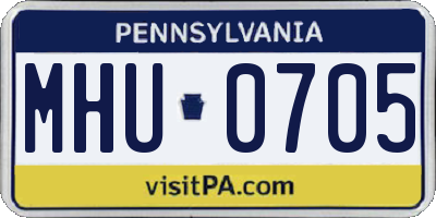 PA license plate MHU0705