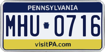 PA license plate MHU0716