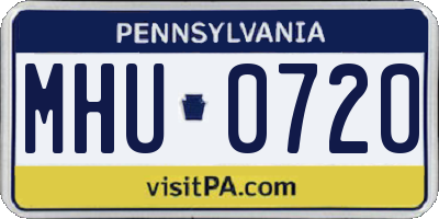 PA license plate MHU0720