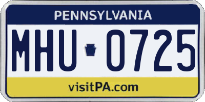 PA license plate MHU0725