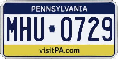 PA license plate MHU0729