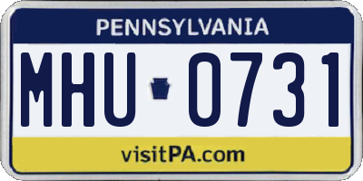 PA license plate MHU0731