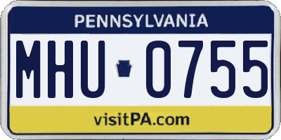 PA license plate MHU0755