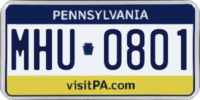 PA license plate MHU0801