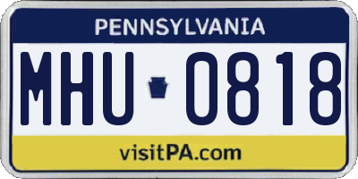 PA license plate MHU0818