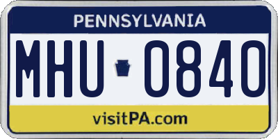 PA license plate MHU0840