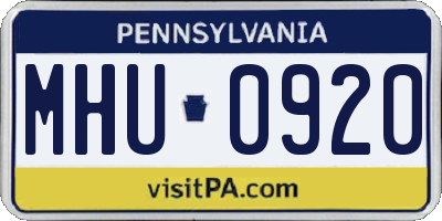 PA license plate MHU0920