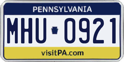 PA license plate MHU0921