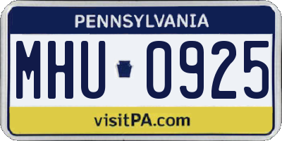 PA license plate MHU0925