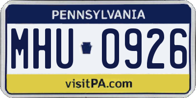 PA license plate MHU0926