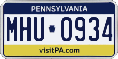 PA license plate MHU0934