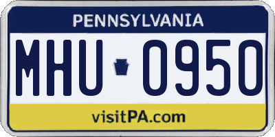 PA license plate MHU0950