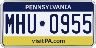 PA license plate MHU0955