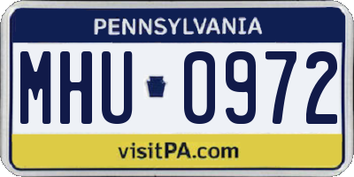 PA license plate MHU0972