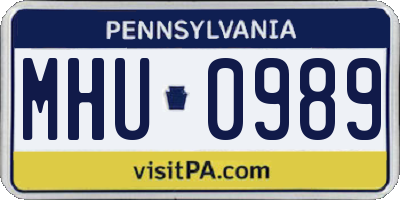PA license plate MHU0989