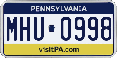 PA license plate MHU0998
