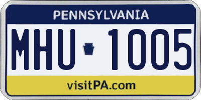 PA license plate MHU1005