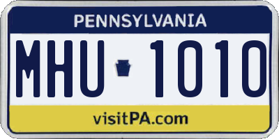 PA license plate MHU1010