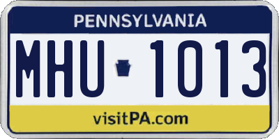 PA license plate MHU1013