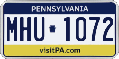 PA license plate MHU1072