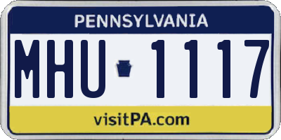 PA license plate MHU1117
