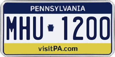 PA license plate MHU1200