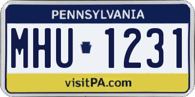 PA license plate MHU1231