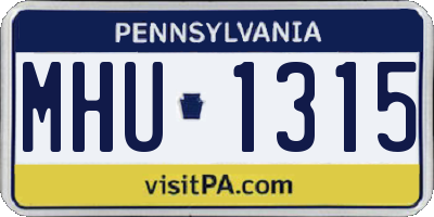 PA license plate MHU1315