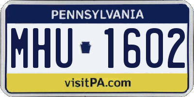 PA license plate MHU1602